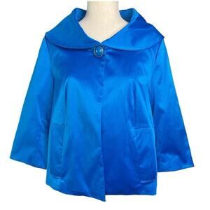 NWT Chadwicks Cropped Swing Jacket, 3/4 Sleeve, Royal Blue, size 8, Cape, Bolero